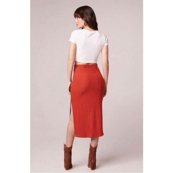 B.O.G. Band Of The Free RENEE BLACK RIBBED PENCIL SKIRT Women Small Side Slit NW - Picture 4 of 12